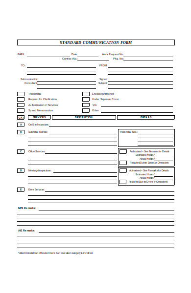 communication form in doc
