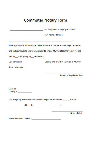 commuter notary form
