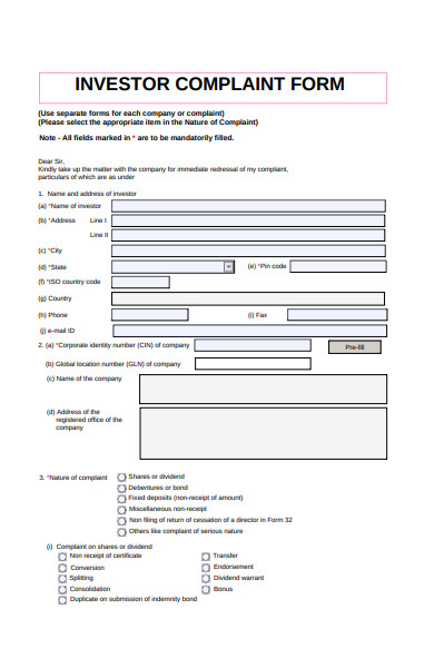 company complaint form