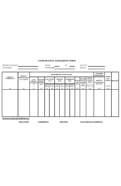 comparative assessment form