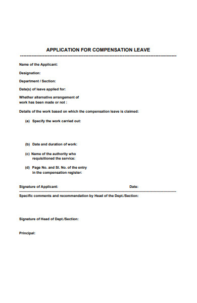 compensation leave application letter sample