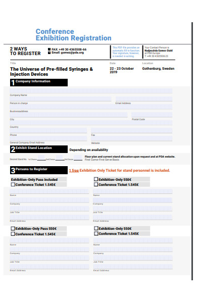 conference exhibition registration form