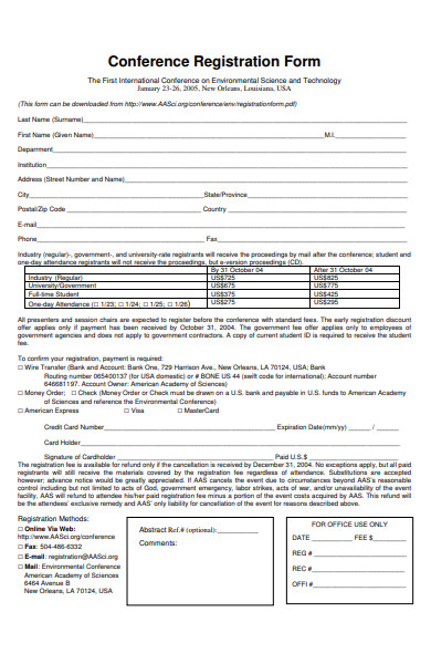 conference online registration form