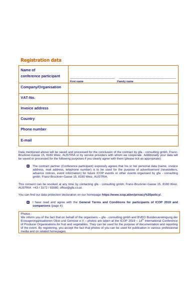 conference participants registration form
