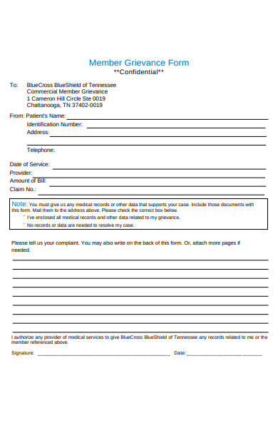 confidential grievance form