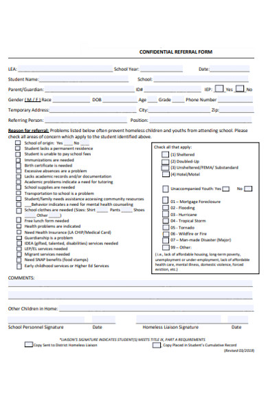 confidential referral form