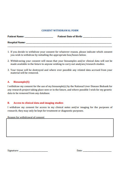 consent withdrawal form