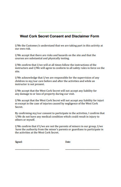 consent and disclaimer form