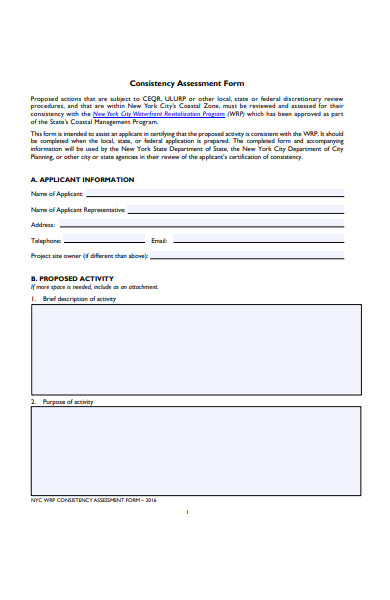 consistency assessment form