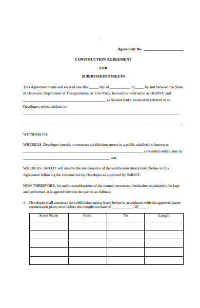 construction agreement form