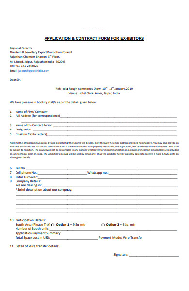 contract application form