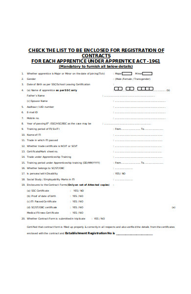 contract checklist form