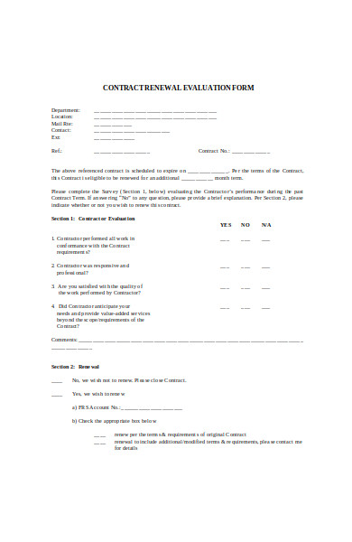 contract renewal evaluation form