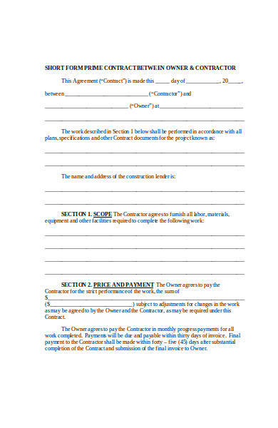 contract short form