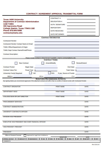 contract transmittal form