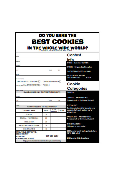 cookie contest order form