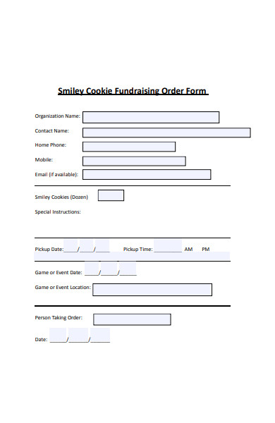 cookie fundraising order form