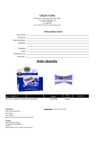 cookie order form template