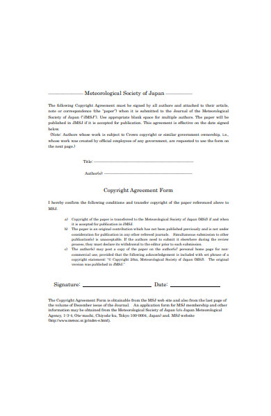 copyright agreement form