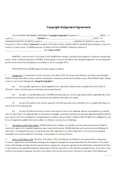 copyright assignment agreement form