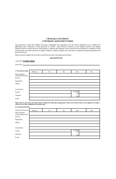 copyright assignment form in pdf