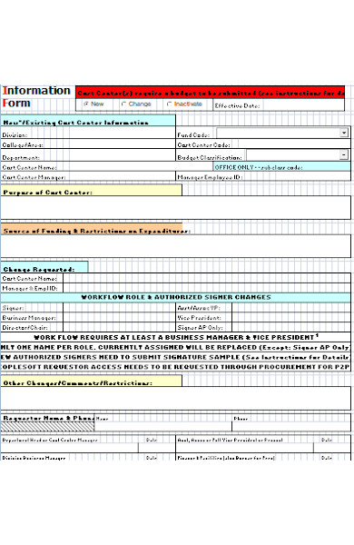 cost information form