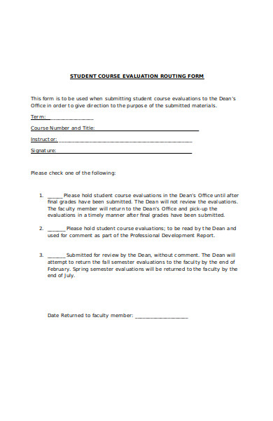 course evaluation routing form
