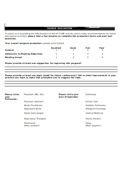 course and speaker evaluation form