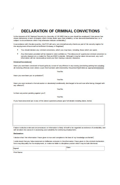 criminal declaration form