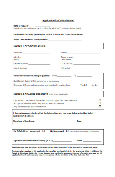 cultural leave application form