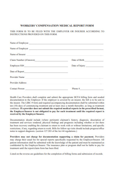 current medical report form