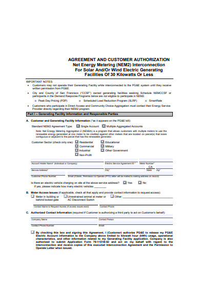 customer agreement form