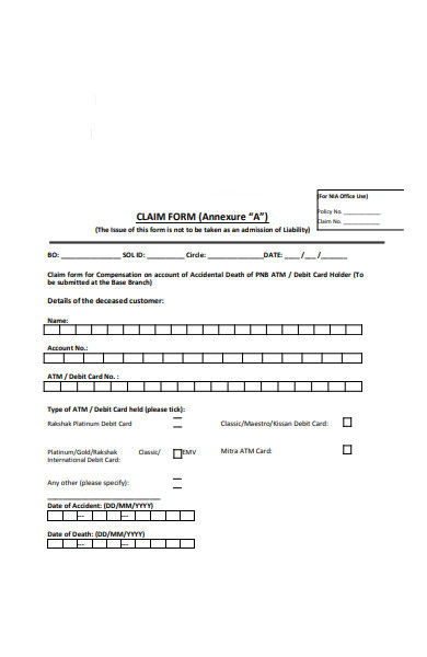customer claim form
