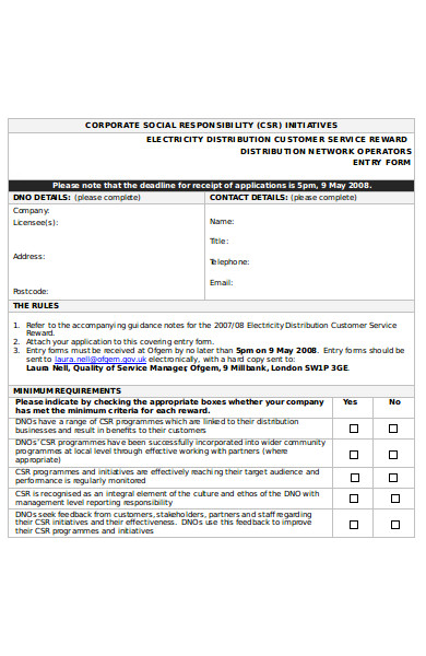 customer service reward entry form