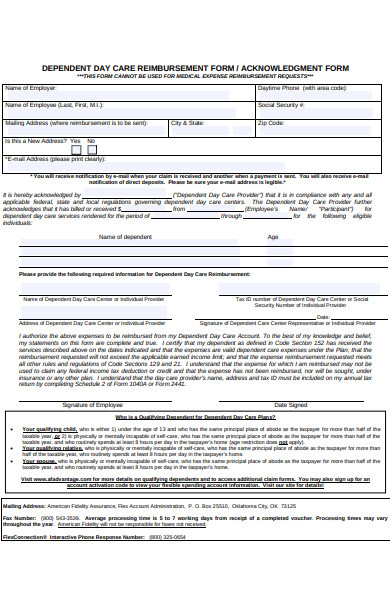 day care reimbursement form