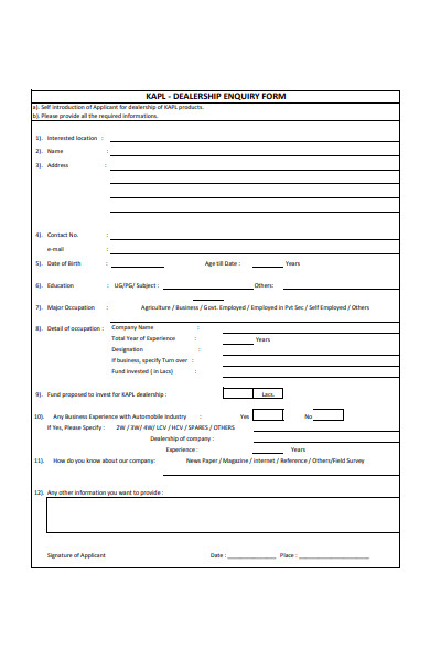 dealership enquiry form