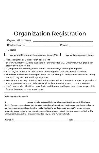 decorating contest organization registration form