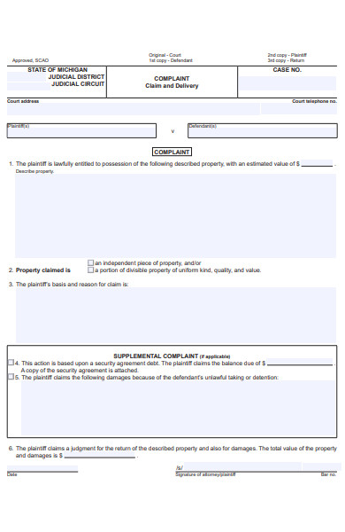 delivery claim form