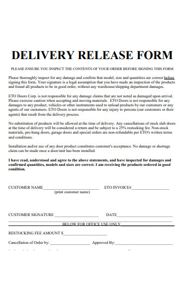 FREE 30+ Delivery Forms in PDF | MS Word