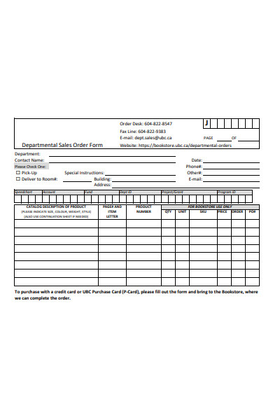 departmental sales order form