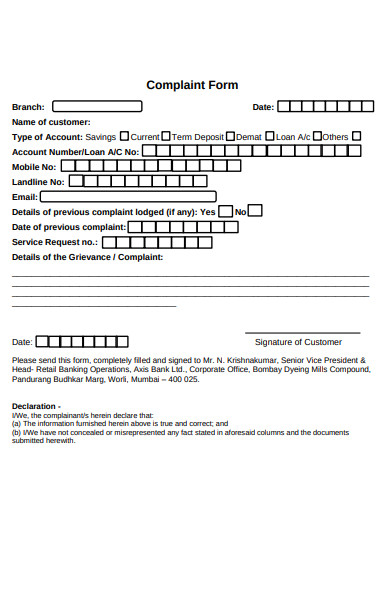 deposit complaint form