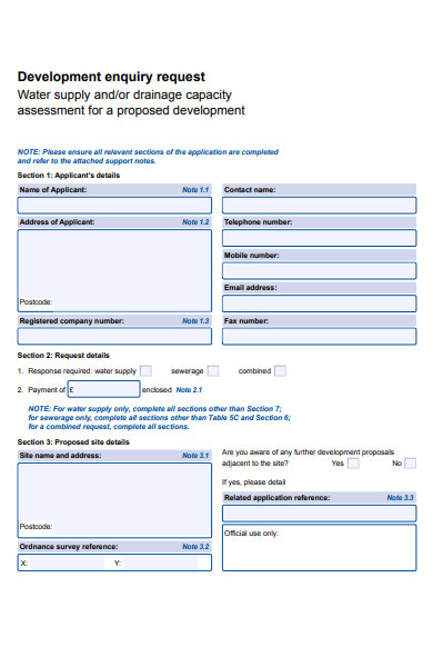 development enquiry request form