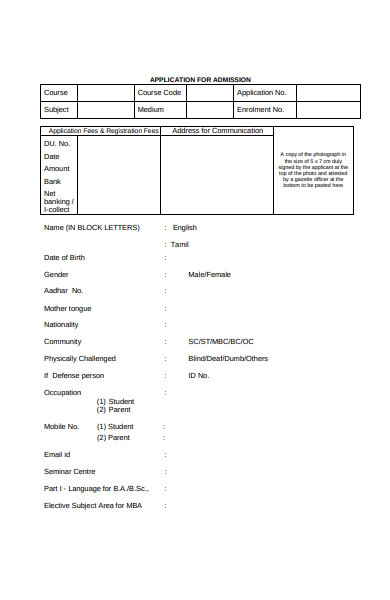 directorate application for admission form