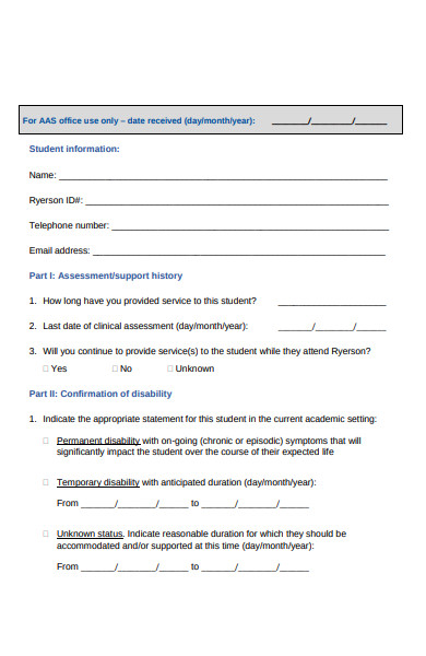 disability assessment form
