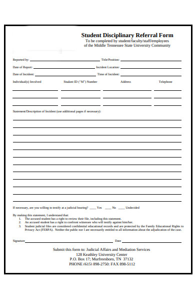 disciplinary referral form