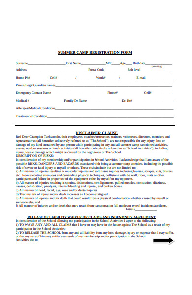 disclaimer form example