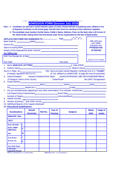 FREE 55+ Admission Form Samples, PDF, MS Word, Google Docs