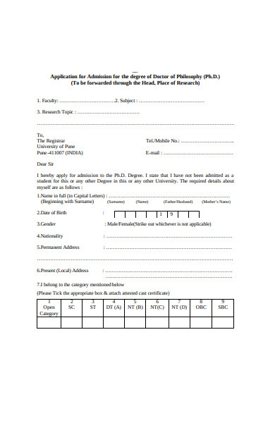 doctor admission form