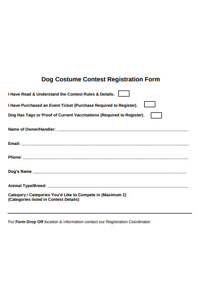 dog costume contest registration form