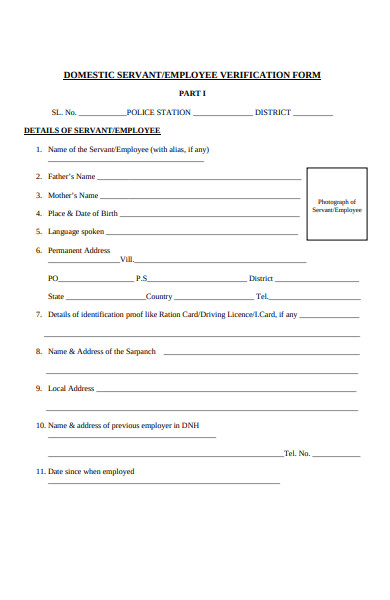 domestic employment verification form
